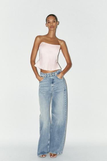 Zara SATENSKI TOP U NEGLIŽE STILU – pastelno ružičasta – Slika 0