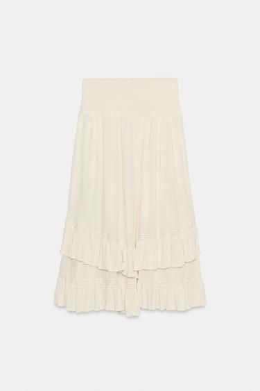 RUFFLED MIDI SKIRT - Beige by Zara - Image 8