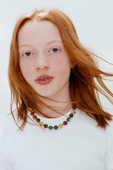 Zara TOMATO BEAD NECKLACE - Red