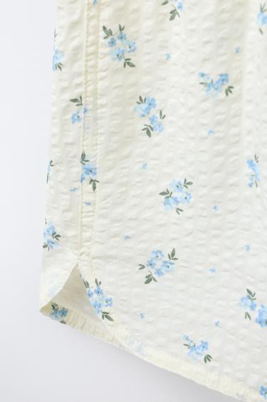 AGES 6-14/ SEERSUCKER FLORAL SHIRT AND BERMUDA PYJAMAS - Ecru by Zara - Image 5