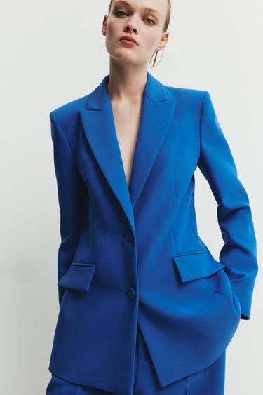 Zara TAILORED BLAZER WITH COVERED BUTTONS - Cornflower blue
