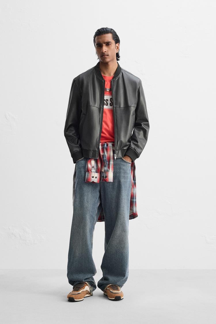 Leather Bomber Zara Mens Jacket Sale Zara Bomber Jacket Zara