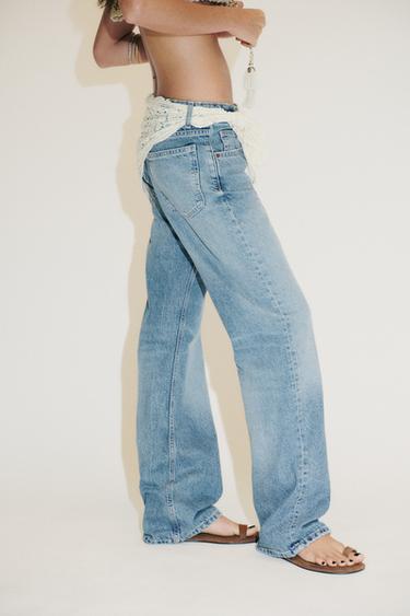 JEAN TRF LARGE TAILLE MOYENNE AVEC FOULARD - Bleu de Zara - Image 3