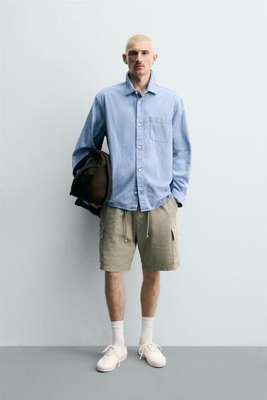 BERMUDA CARGO RELAXED FIT LAVADO - Khaki de Zara - Imagen 0