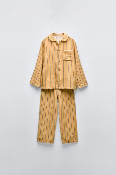 Zara 6-14 YEARS/ STRIPED SHIRT STYLE PAJAMAS - Mustard - Image 0