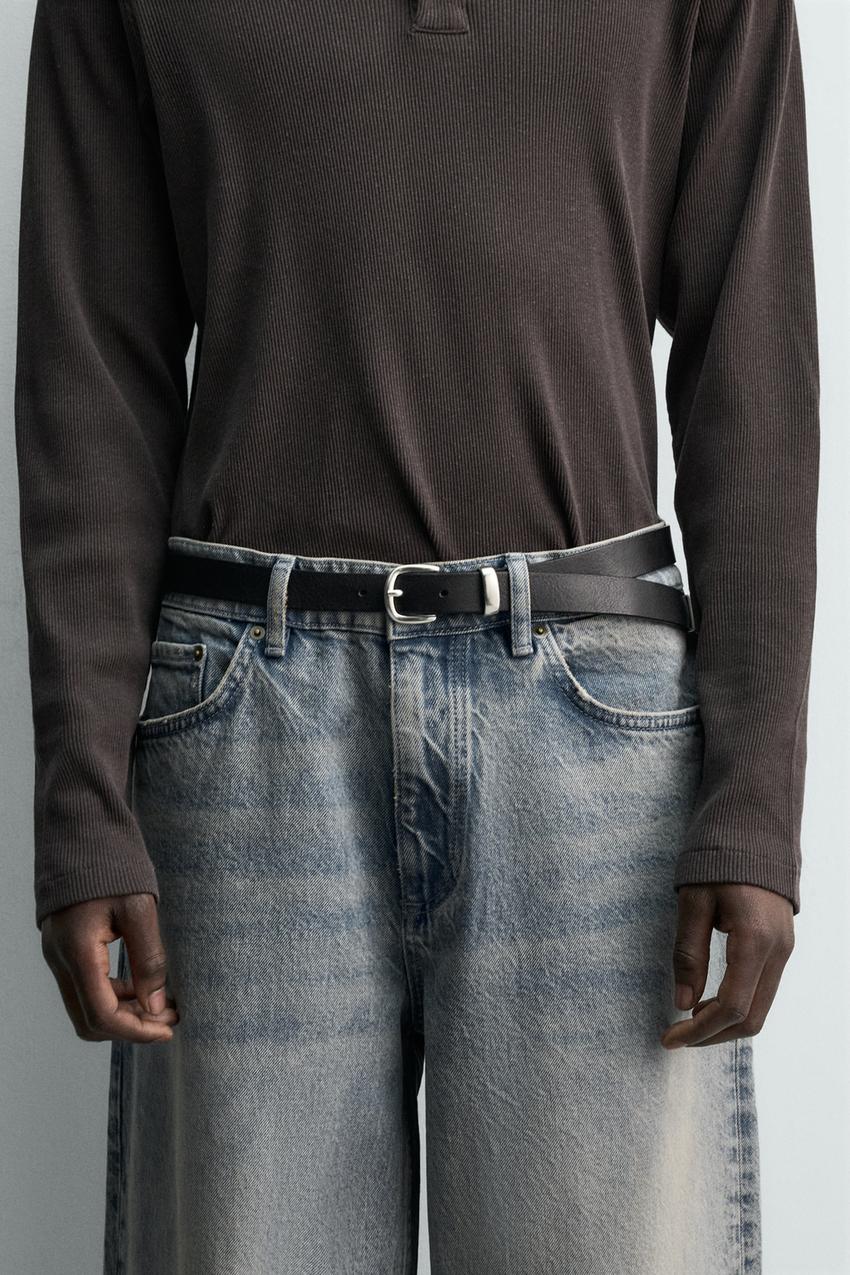 LEATHER BELT WITH METAL TIP - Black | ZARA United States