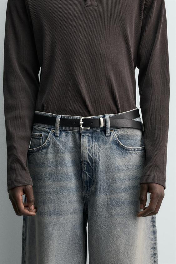 LEATHER BELT WITH METAL TIP