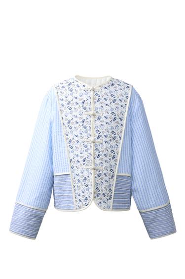 CAZADORA ACOLCHADA PATCHWORK - Azul / Blanco de Zara