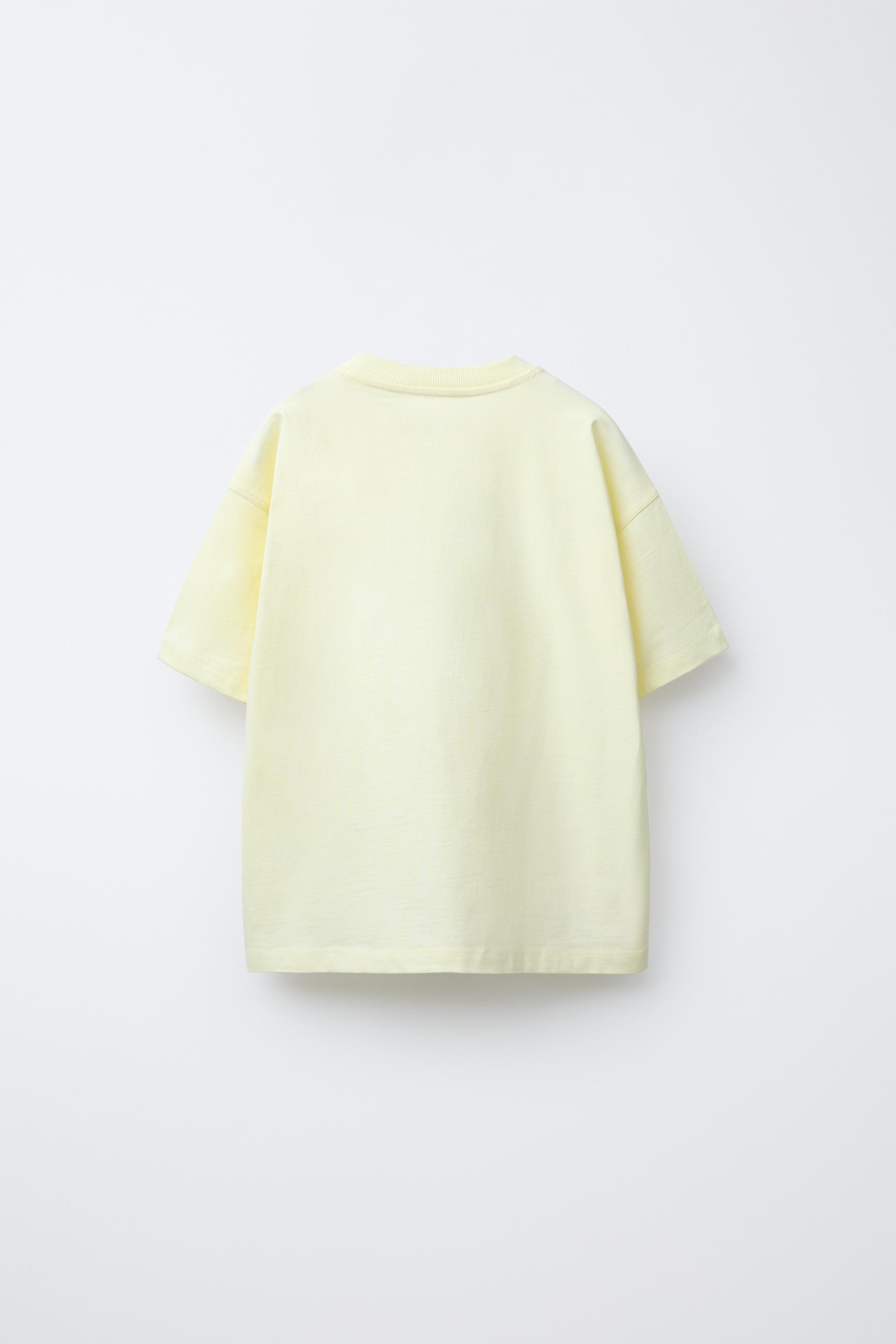テキスト＆ラベルプリント入りTシャツ - イエロー | ZARA Japan