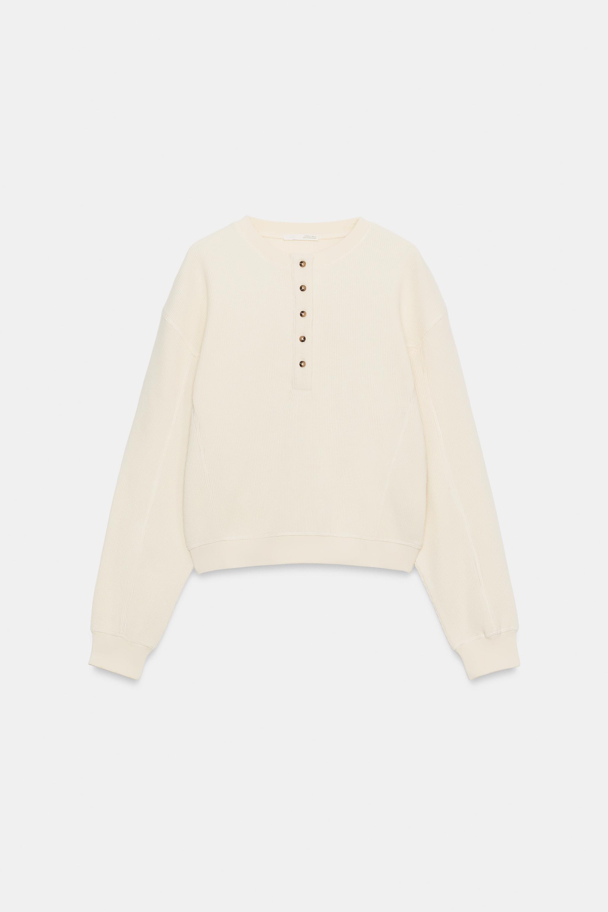 Zara COTTON WAFFLE JUMPER — фото 4