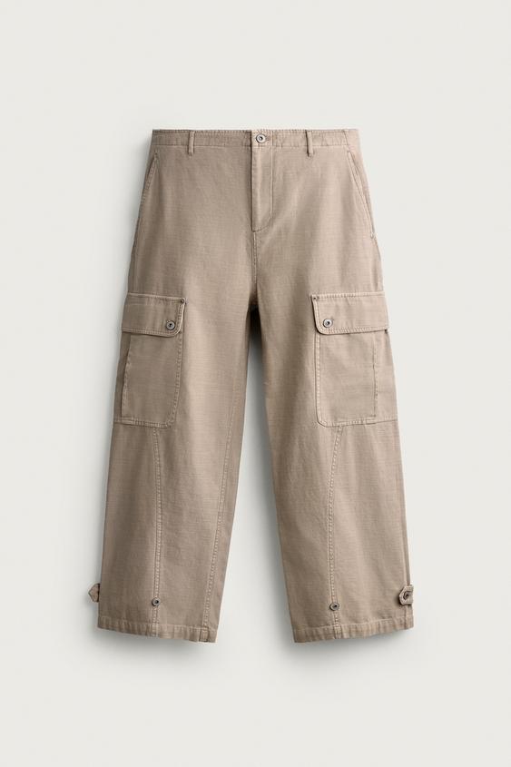 RELAXED FIT CARGO TROUSERS - Beige by Zara - Image 0