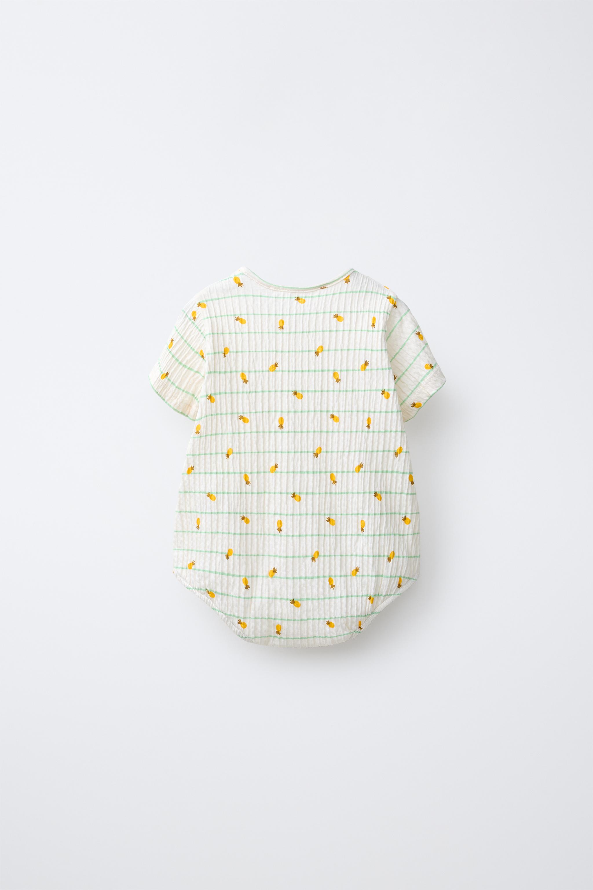 PINEAPPLE AND STRIPED PRINT ROMPER