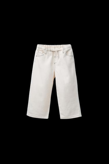 WIDE-LEG TWILL TROUSERS - Ecru by Zara