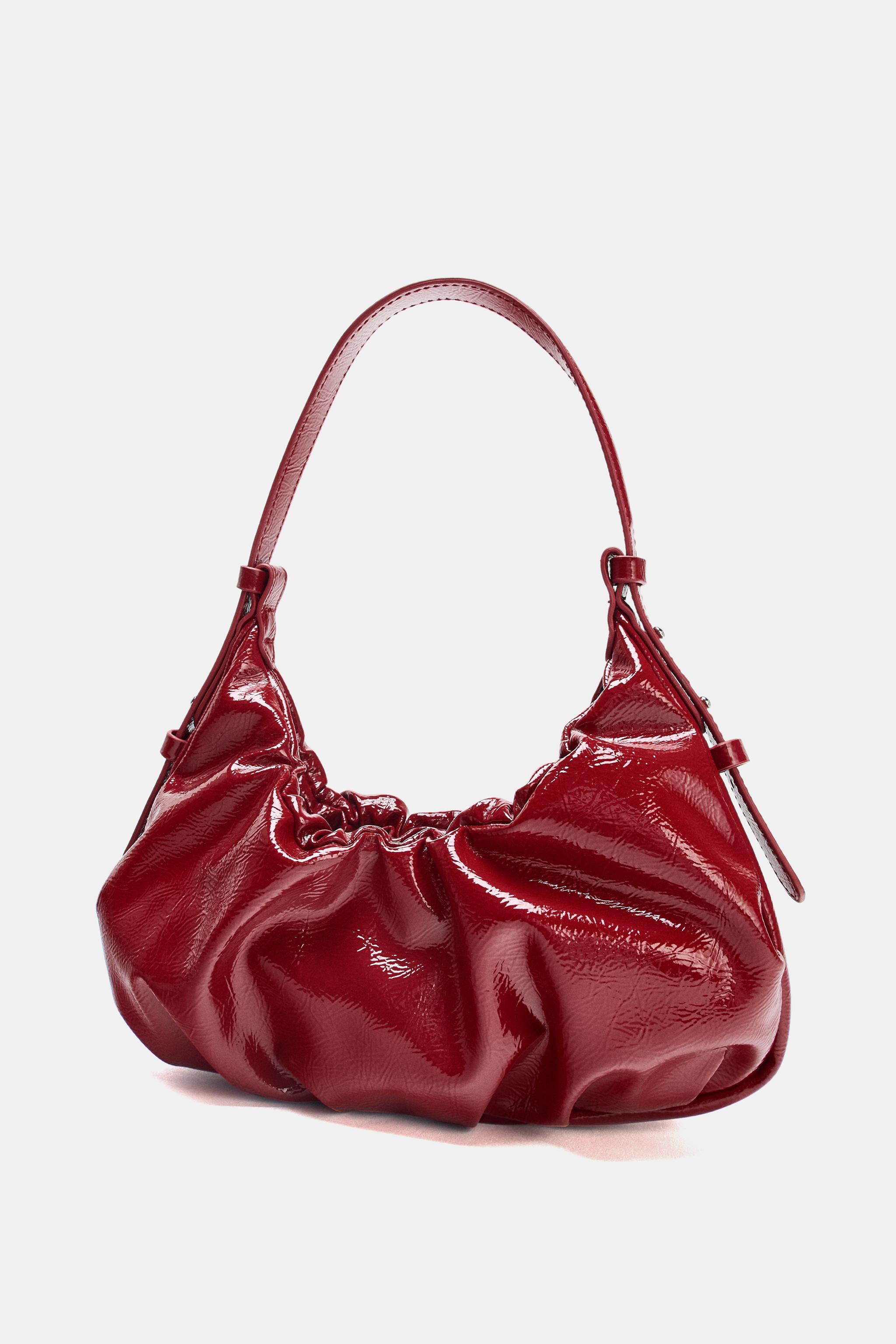 クラックテクスチャーギャザーバッグ - レッド | ZARA Japan / 日本