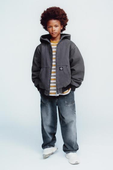 Zara WASHED LINED TWILL JACKET - Black