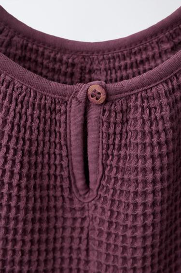 COMBINAISON COURTE GAUFRÉE À NŒUDS - Aubergine de Zara - Image 3