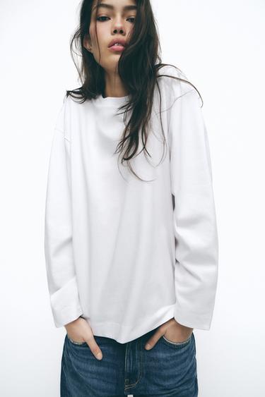 LABEL LONG SLEEVE T-SHIRT - White by Zara