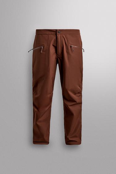 Zara WATERPROOF SHELL TECHNICAL PANTS - Brick