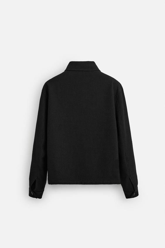 TEXTURED REGULAR FIT OVERSHIRT - Black by Zara - Image 7