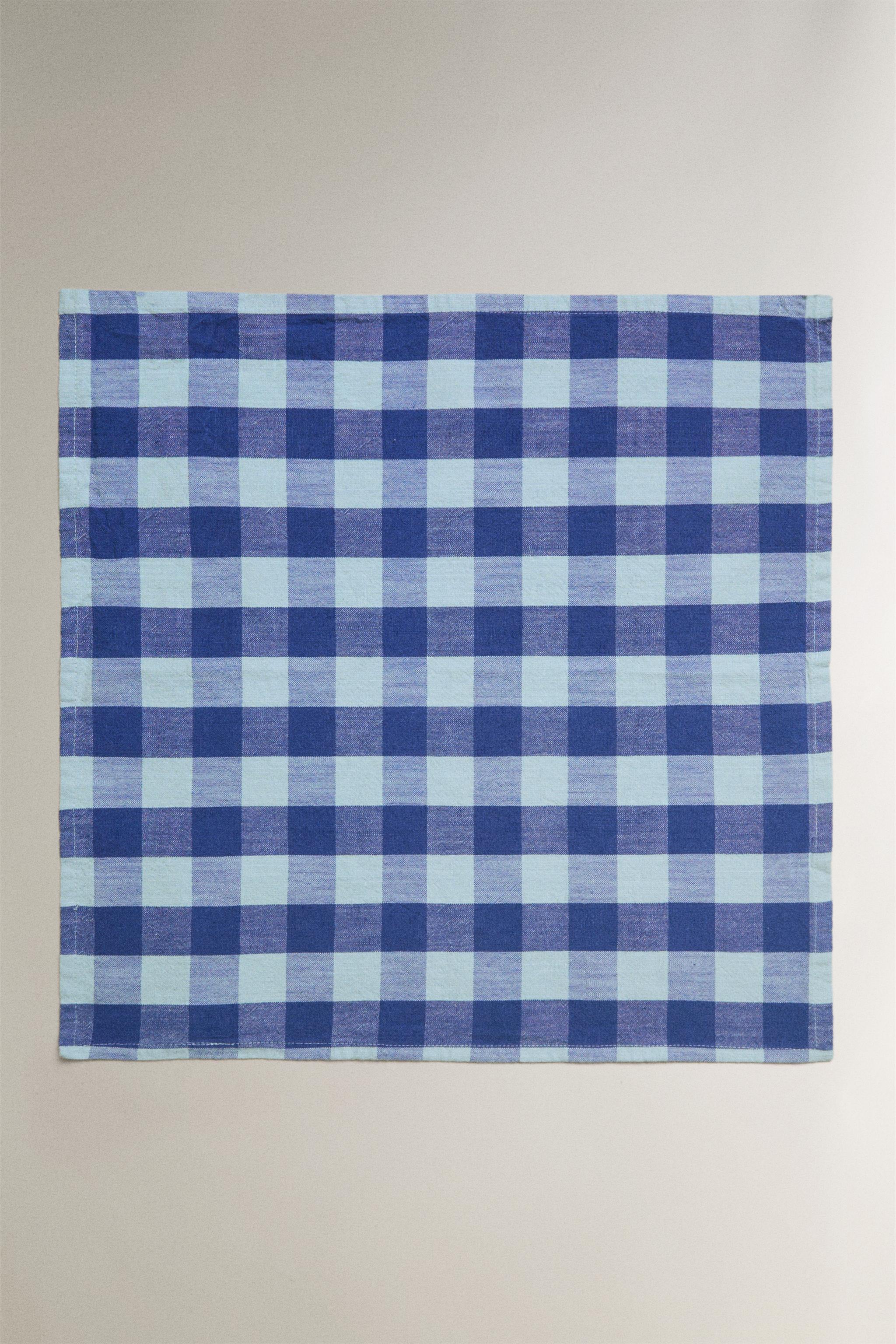 CHECKERED NAPKINS (PACK OF 2) — Blue