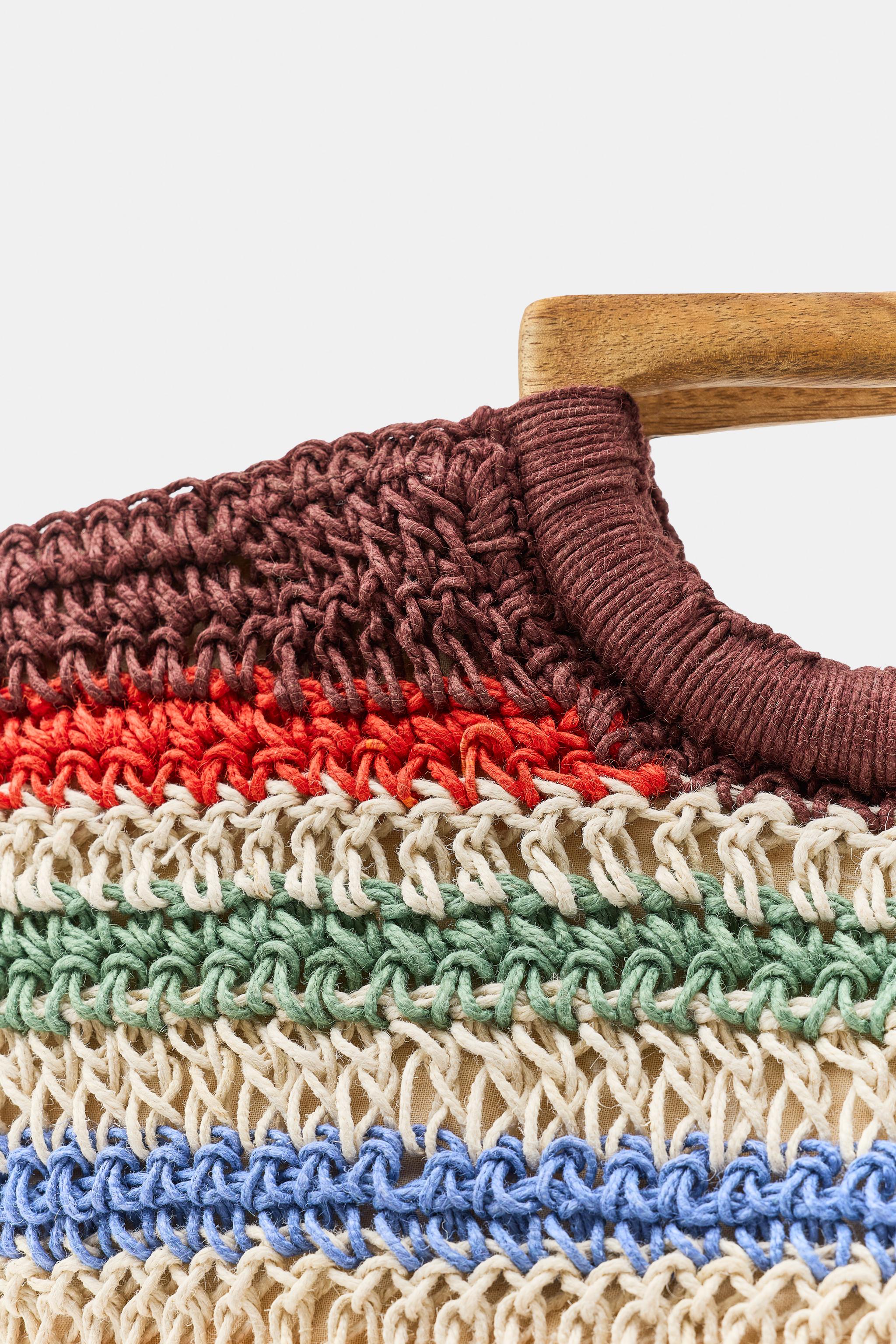 100% JUTE STRIPED BASKET BAG