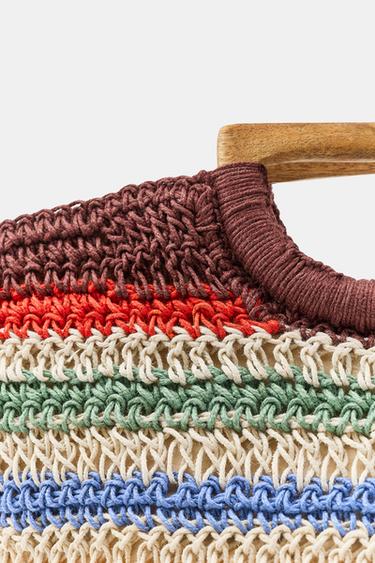 SAC CABAS 100 % JUTE À RAYURES - Multicolore de Zara - Image 2