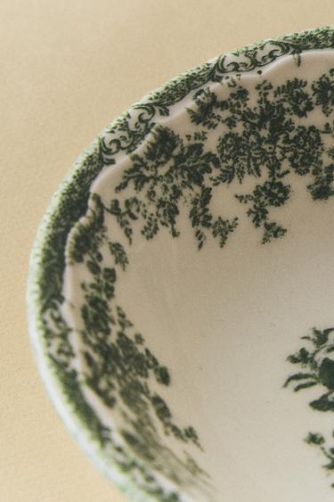 FLORAL EARTHENWARE BOWL - Dark olive by Zara - Image 5
