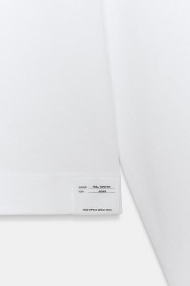 T-SHIRT COL BATEAU ÉTIQUETTE - Blanc de Zara - Image 6