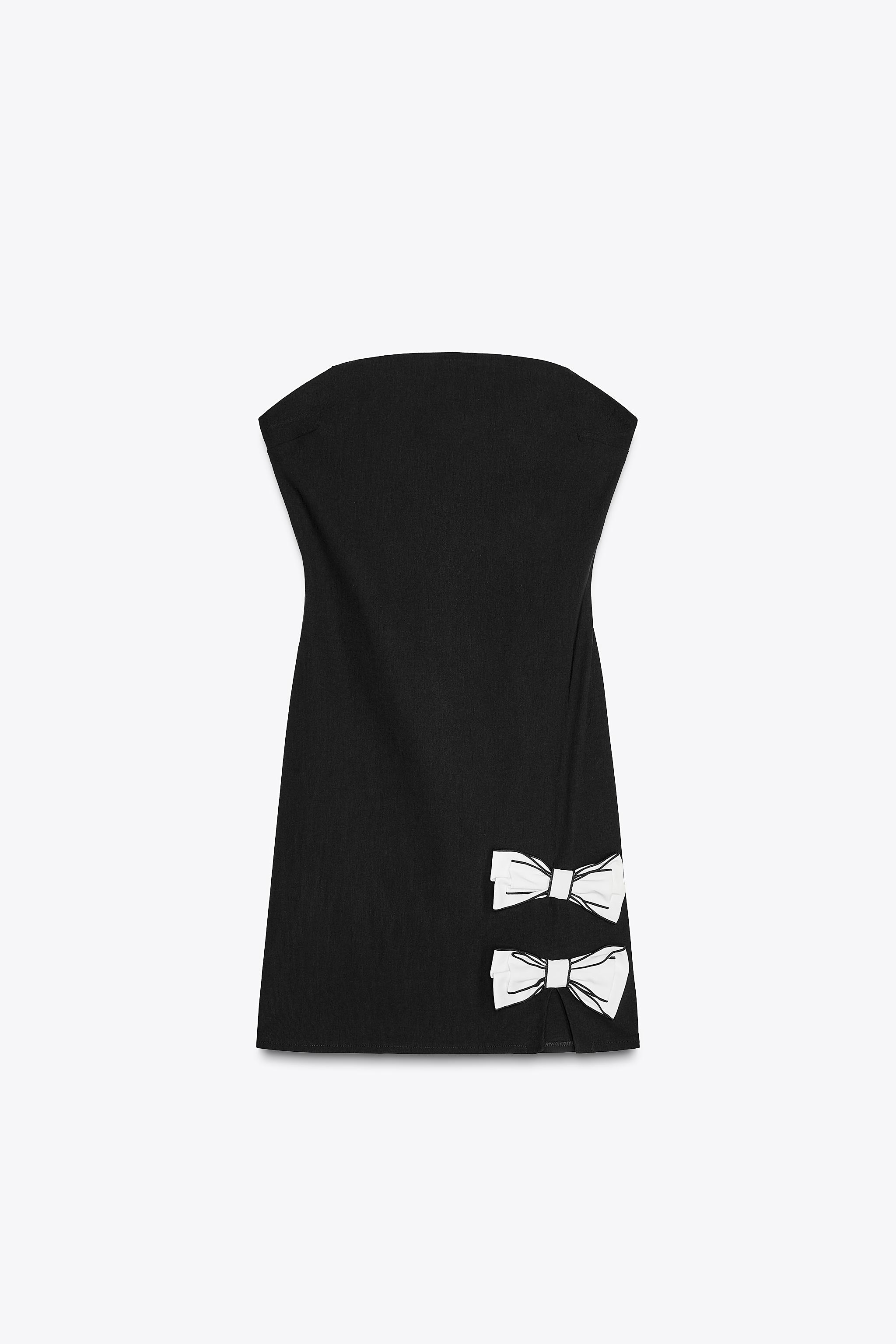 ZARA リボン付きミニワンピース 0387/076 リボン付きミニワンピース - ブラック | ZARA Japan / 日本