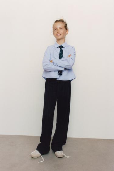PANTALON DROIT À RAYURES - Bleu marine de Zara