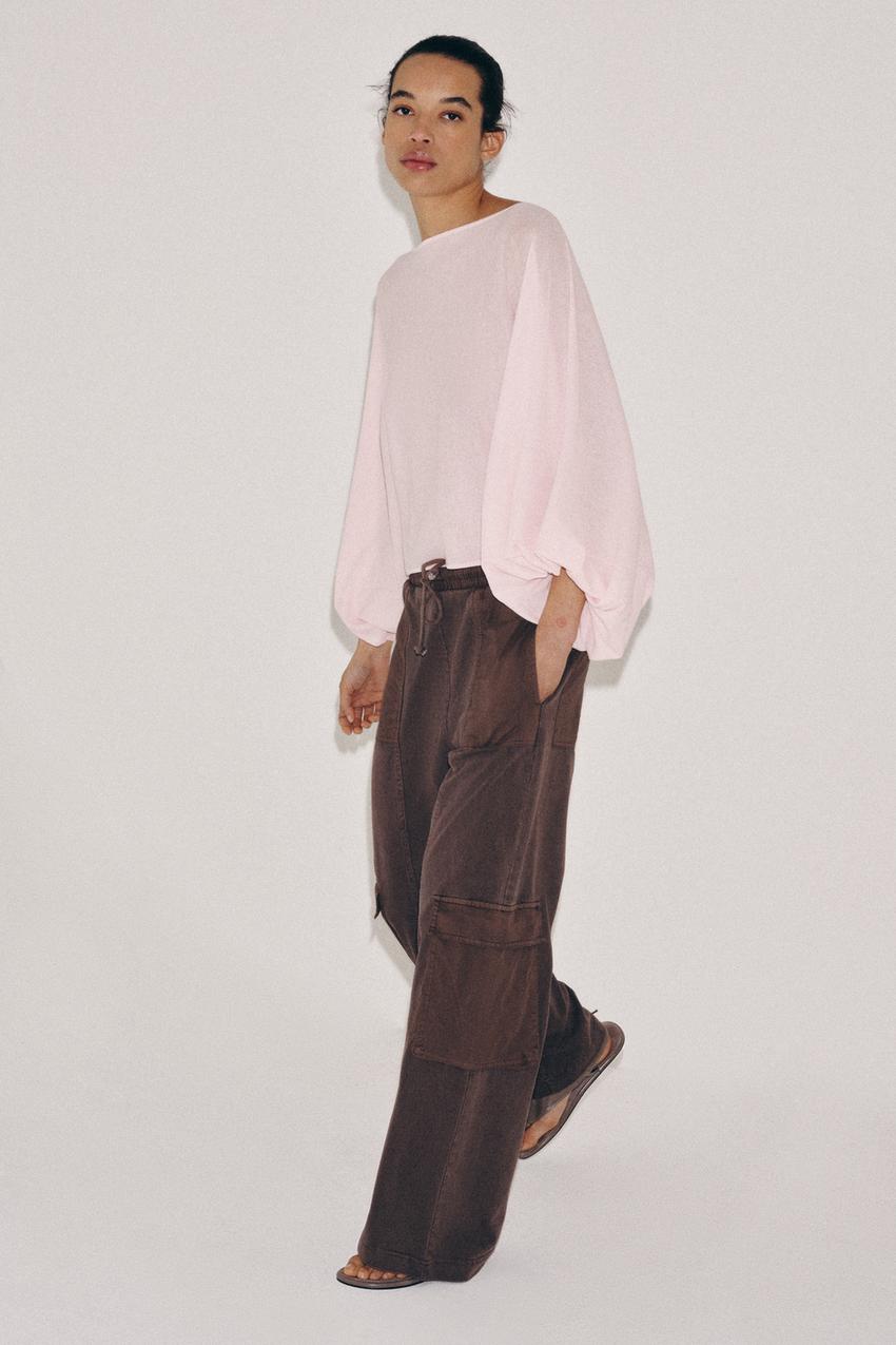 KNIT TOP WITH VOLUME SLEEVES - Pale pink | ZARA United States