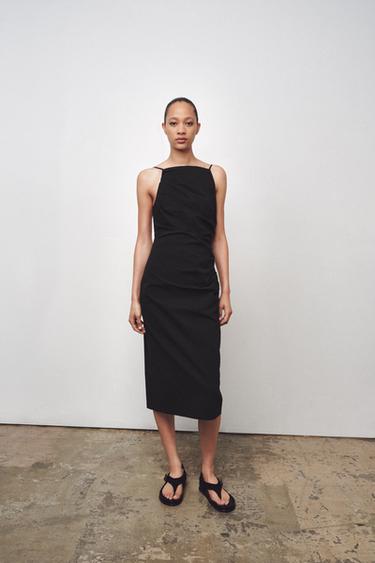 فستان ميدي ناعم ZW COLLECTION - أسود by Zara