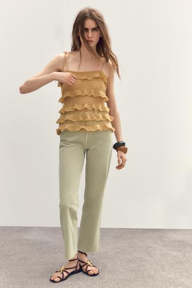 Z1975 HIGH-RISE STRAIGHT JEANS - Light khaki by Zara