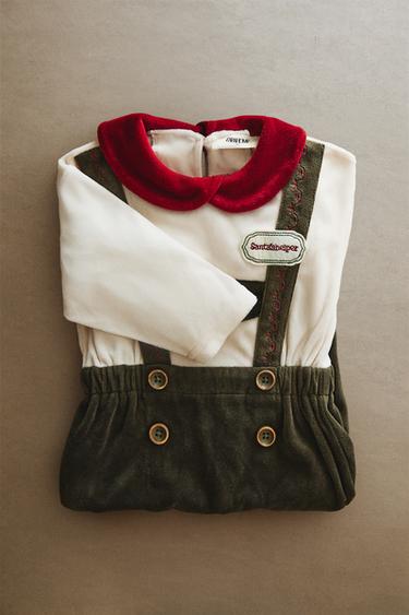 CHRISTMAS ELF BABY ROMPER - Green by Zara