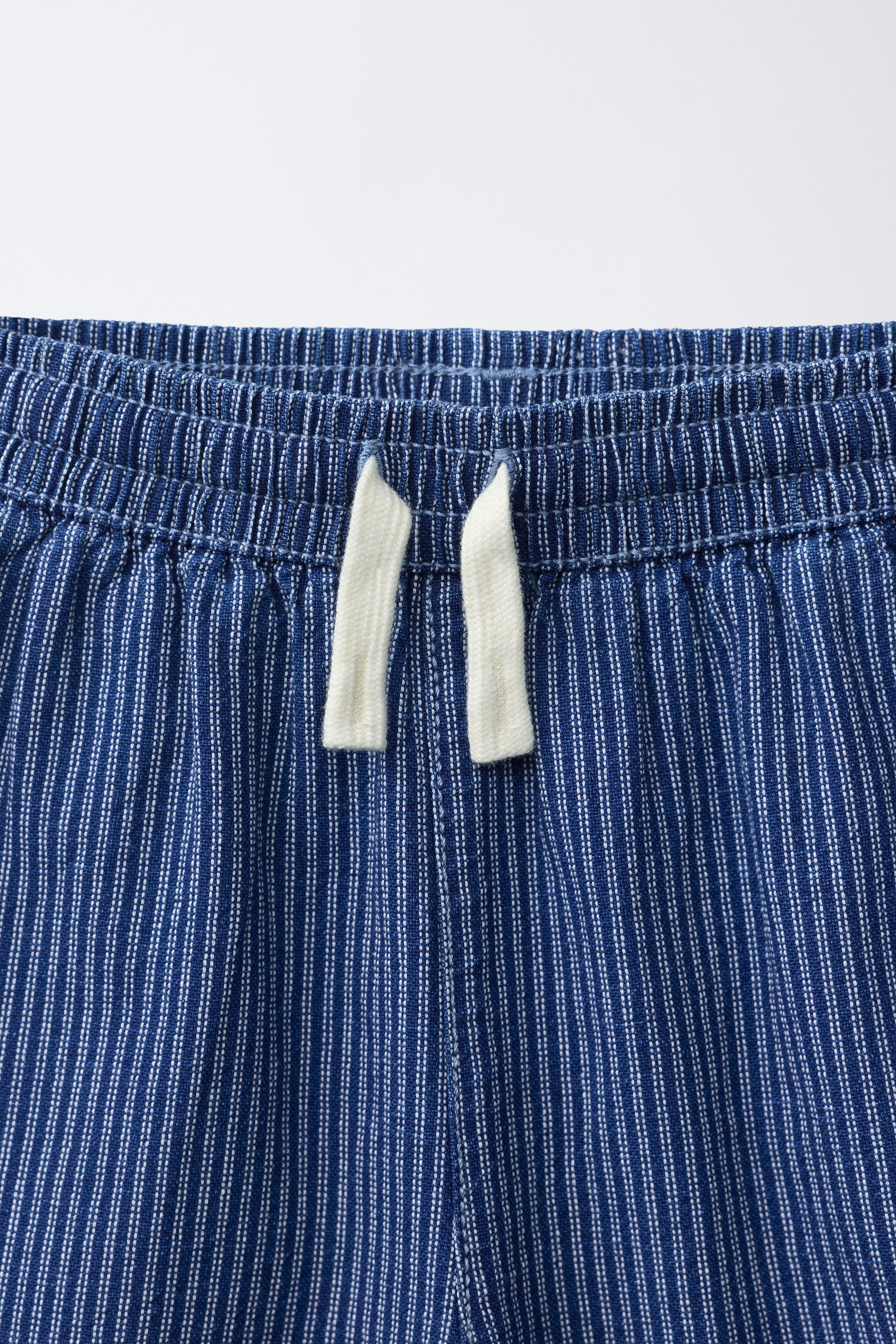 STRIPED FLOWY SOFT DENIM SHORTS