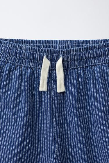 STRIPED LOOSE-FITTING DENIM BERMUDA SHORTS - Indigo by Zara - Image 2