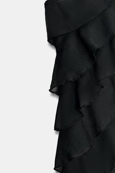 TOP ASYMÉTRIQUE À VOLANTS - Noir de Zara - Image 6