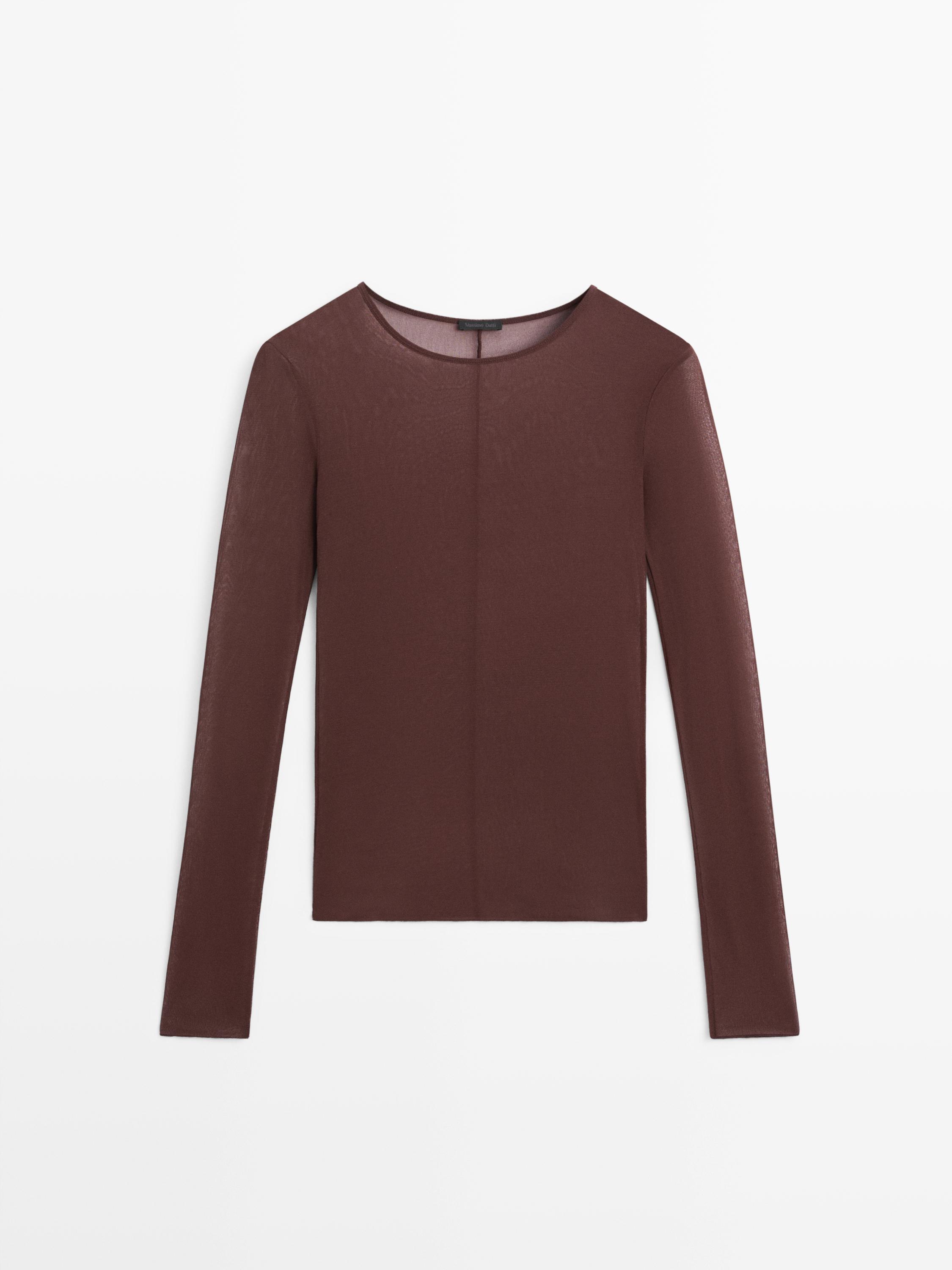 Long sleeve silk T-shirt
