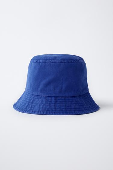 WASHED-EFFECT BUCKET HAT - Blue by Zara