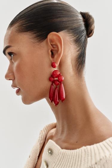 BOUCLES D'OREILLES BOUTON MULTI-PIÈCES - Rouge de Zara - Image 1