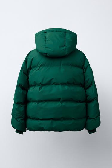 WATER-REPELLENT PUFFER COAT WITH LABEL - Green by Zara - Image 2