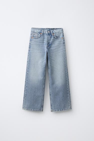 WIDE-LEG JEANS WITH RHINESTONES - Blue by Zara - Image 0