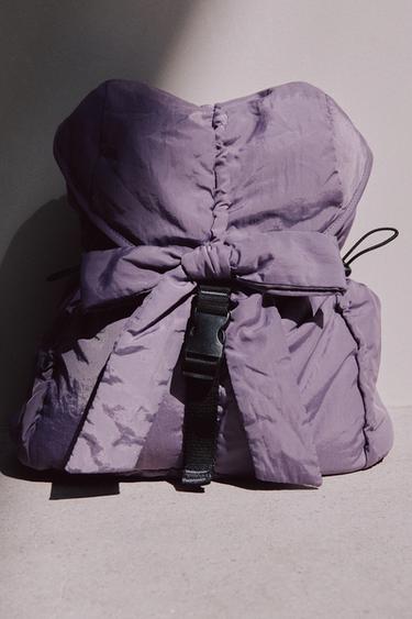 NYLON BACKPACK WITH BOW DETAIL - Mauve Purple by Zara