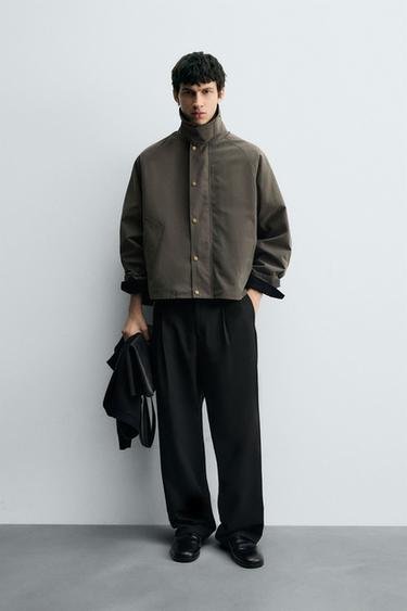 CONTRAST COLLAR TECHNICAL JACKET - Anthracite Grey by Zara