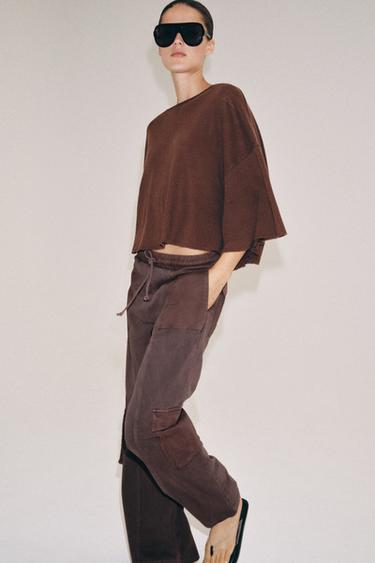 PANTALON CARGO EFFET DÉLAVÉ - Marron de Zara - Image 3
