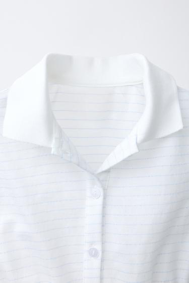STRIPED CROPPED POLO SHIRT - White by Zara - Image 2