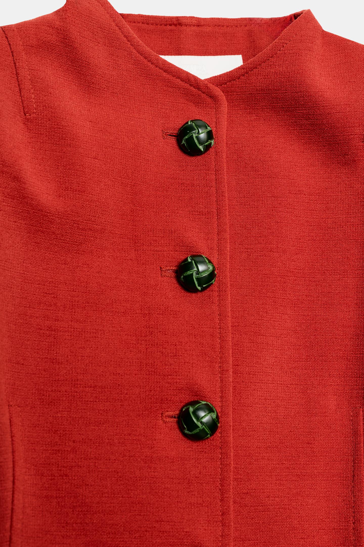 Женская куртка Zara Straight-Cut Shoulder-Pad, цвет: Оранжевый — фото 9