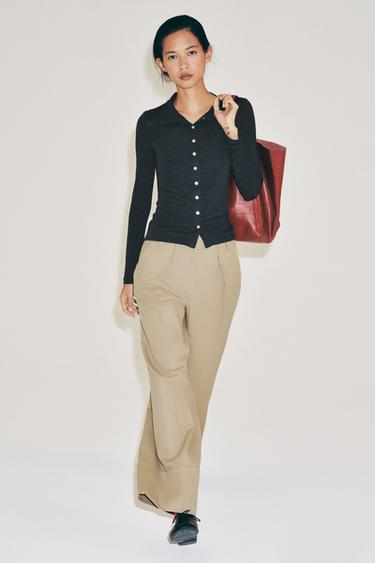 BUTTONED TOP - Grey marl by Zara