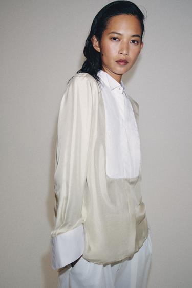 Zara ZARA WOMAN COLLECTION 100%絲質襯衫 - 中裸色