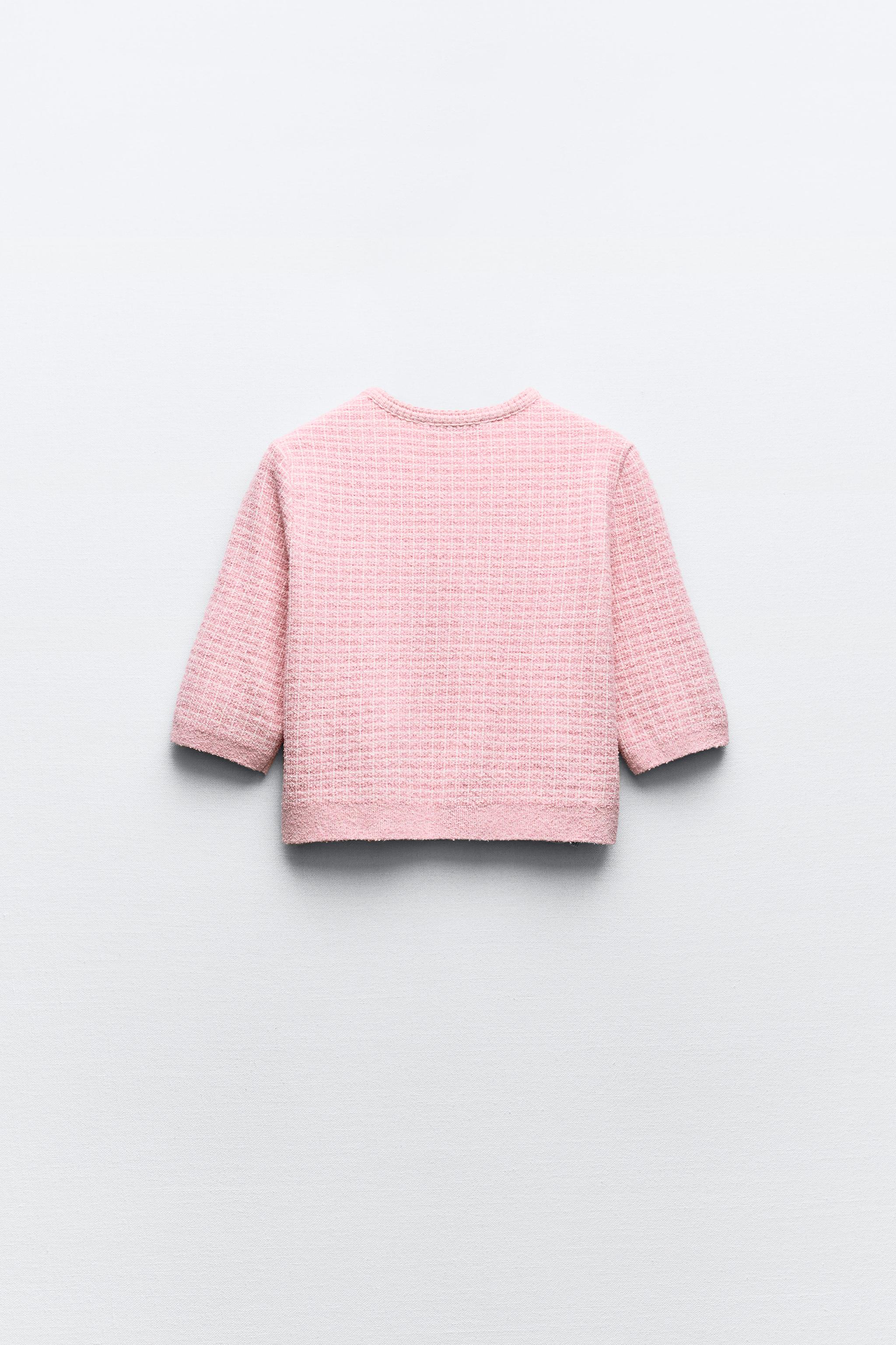 zara pink cropped cardigan